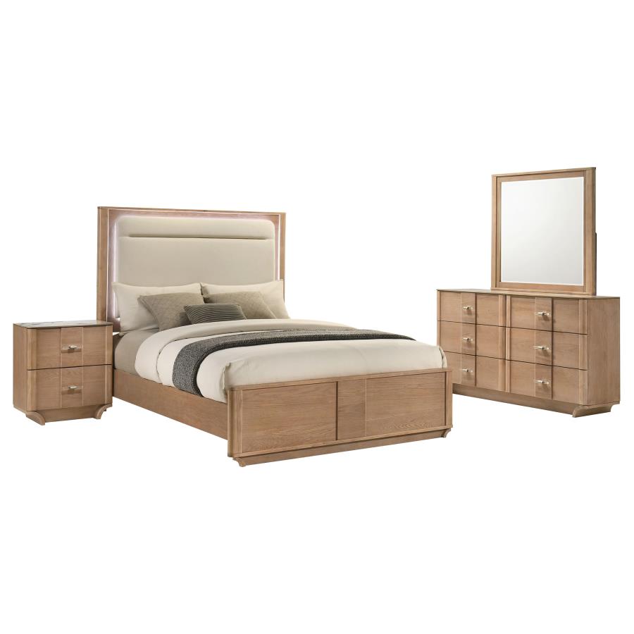 Leanne 4-piece Queen Bedroom Set Light Oak - 223131Q-S4