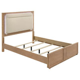 Leanne Queen LED Panel Bed Off White and Light Oak - 223131Q