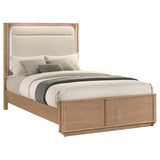 Leanne Queen LED Panel Bed Off White and Light Oak - 223131Q
