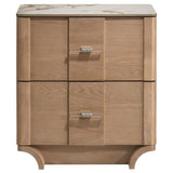 Leanne 2-drawer Sinter Stone Top Nightstand Light Oak - 223132