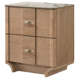 Leanne 2-drawer Sinter Stone Top Nightstand Light Oak - 223132