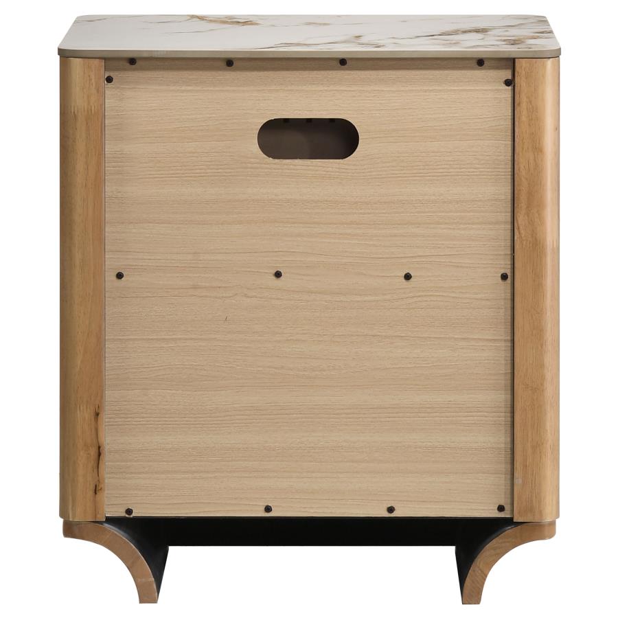 Leanne 2-drawer Sinter Stone Top Nightstand Light Oak - 223132