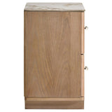 Leanne 2-drawer Sinter Stone Top Nightstand Light Oak - 223132