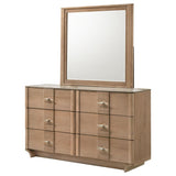 Leanne 6-drawer Sinter Stone Top Dresser and Mirror Light Oak - 223133M