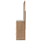 Leanne 6-drawer Sinter Stone Top Dresser and Mirror Light Oak - 223133M