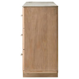 Leanne 6-drawer Sinter Stone Top Dresser Cabinet Light Oak - 223133