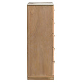 Leanne 5-drawer Sinter Stone Top Chest of Drawers Light Oak - 223135