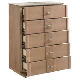 Leanne 5-drawer Sinter Stone Top Chest of Drawers Light Oak - 223135