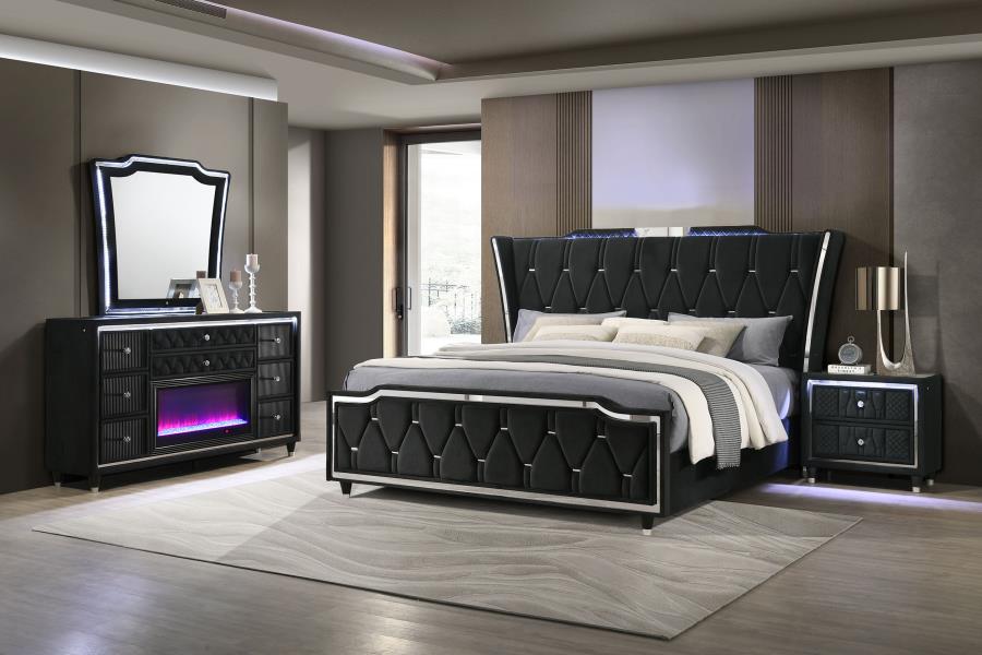 Lorient 4-piece Eastern King Bedroom Set Black - 223161KE-S4B