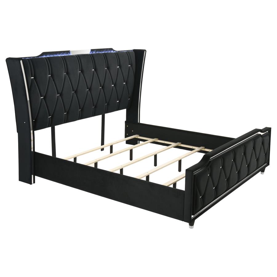 Lorient 4-piece Eastern King Bedroom Set Black - 223161KE-S4B