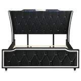 Lorient Eastern King LED Upholstered Bed Black - 223161KE