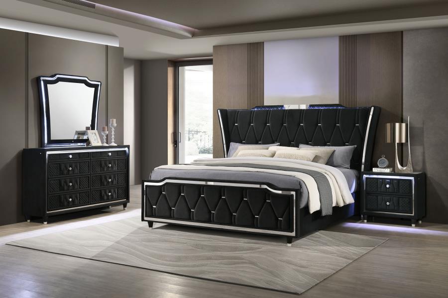Lorient 4-piece Queen Bedroom Set Black - 223161Q-S4