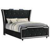 Lorient Queen LED Upholstered Wingback Bed Black - 223161Q