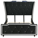 Lorient Queen LED Upholstered Wingback Bed Black - 223161Q