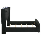 Lorient Queen LED Upholstered Wingback Bed Black - 223161Q