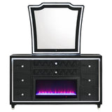 Lorient 8-drawer LED Flame Box Dresser and Mirror Black - 223163FBM