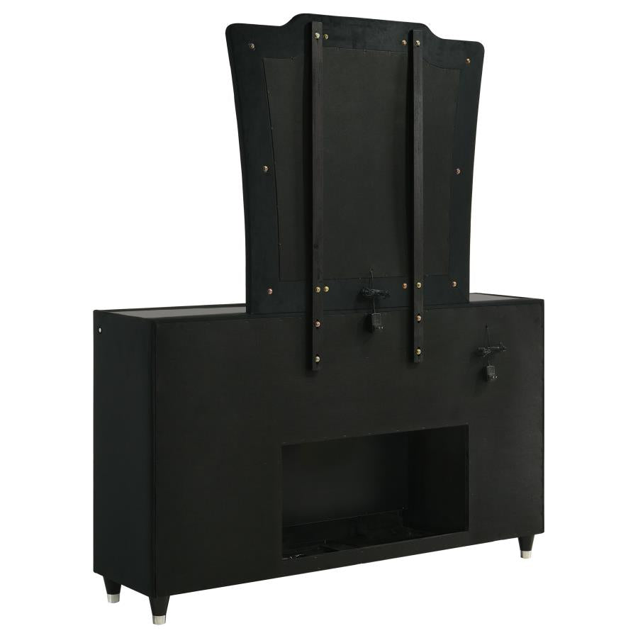 Lorient 8-drawer LED Flame Box Dresser and Mirror Black - 223163FBM