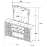 Lorient 8-drawer LED Flame Box Dresser and Mirror Black - 223163FBM
