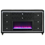 Lorient 8-drawer LED Bedroom Flame Box Dresser Black - 223163FB