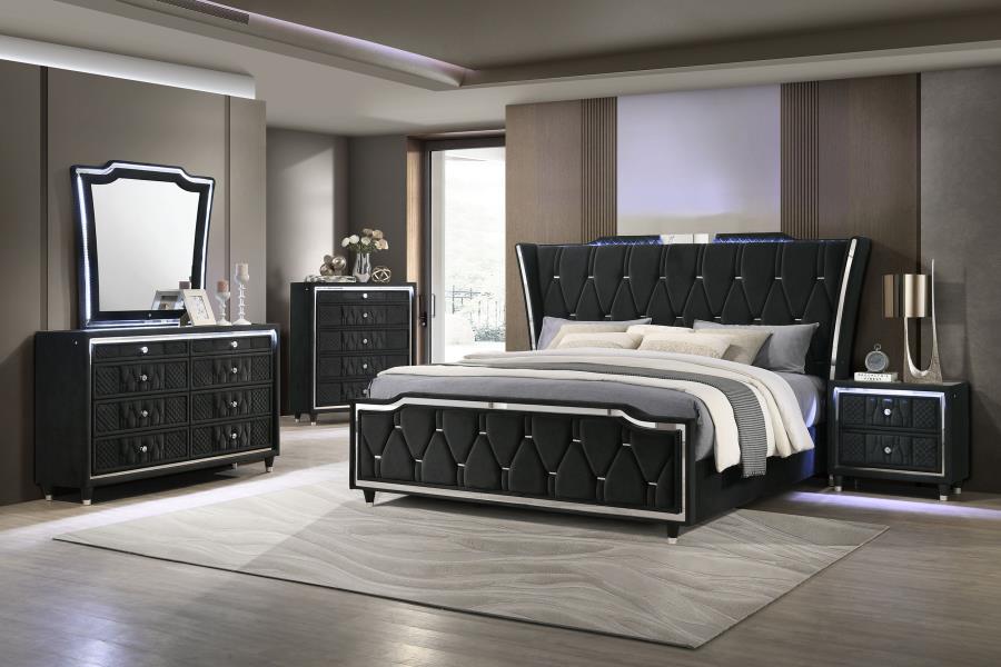 Lorient 8-drawer LED Bedroom Dresser Cabinet Black - 223163
