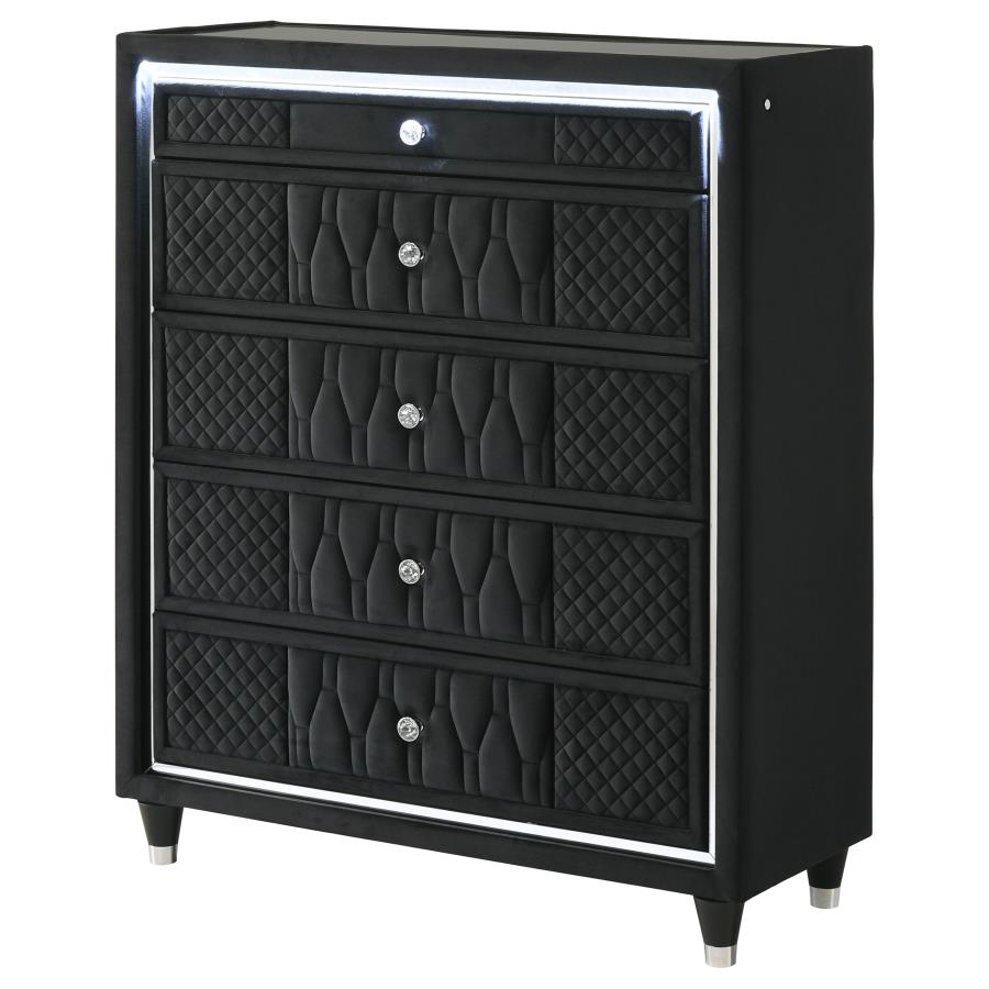 Lorient 5-drawer LED Chest of Drawers Black - 223165