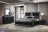 Ravenne 4-piece Velvet Upholstered Eastern King LED Bedroom Set Black - 223191KE-S4