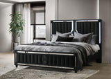 Ravenne Velvet Upholstered Eastern King LED Panel Bed Black - 223191KE