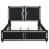 Ravenne Velvet Upholstered Eastern King LED Panel Bed Black - 223191KE