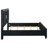 Ravenne Velvet Upholstered Eastern King LED Panel Bed Black - 223191KE