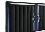 Ravenne Velvet Upholstered Eastern King LED Panel Bed Black - 223191KE