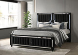 Ravenne Velvet Upholstered California King LED Panel Bed Black - 223191KW