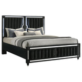 Ravenne Velvet Upholstered California King LED Panel Bed Black - 223191KW