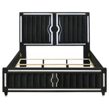 Ravenne Velvet Upholstered California King LED Panel Bed Black - 223191KW