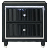 Ravenne 2-drawer Velvet Upholstered LED Nightstand with USB Black - 223192