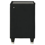 Ravenne 2-drawer Velvet Upholstered LED Nightstand with USB Black - 223192