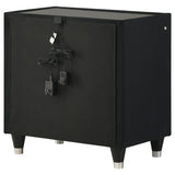 Ravenne 2-drawer Velvet Upholstered LED Nightstand with USB Black - 223192