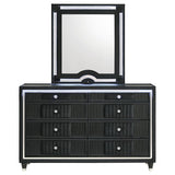 Ravenne 8-drawer Velvet Upholstered LED Dresser and Mirror Black - 223193M