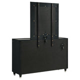 Ravenne 8-drawer Velvet Upholstered LED Dresser and Mirror Black - 223193M