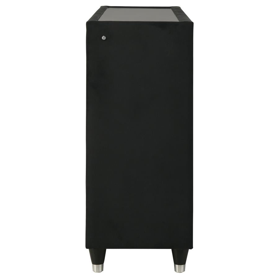 Ravenne 8-drawer Velvet Upholstered LED Dresser Cabinet Black - 223193