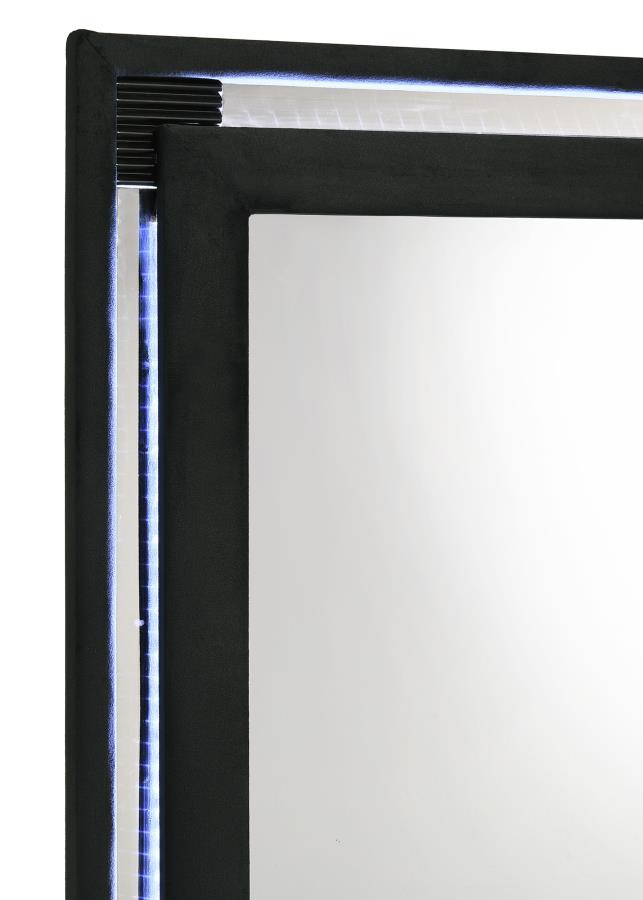 Ravenne Velvet Upholstered LED Dresser Mirror Black - 223194
