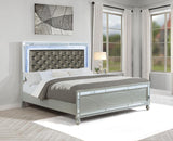 Gunnison Wood Eastern King LED Panel Bed Silver Metallic - 223211KE