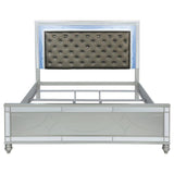 Gunnison Wood Eastern King LED Panel Bed Silver Metallic - 223211KE