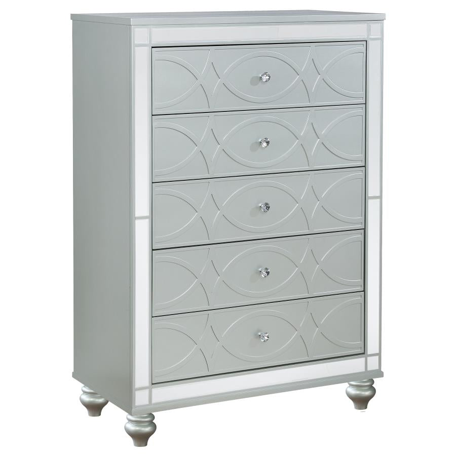 Gunnison 5-piece California King Bedroom Set Silver Metallic - 223211KW-S5
