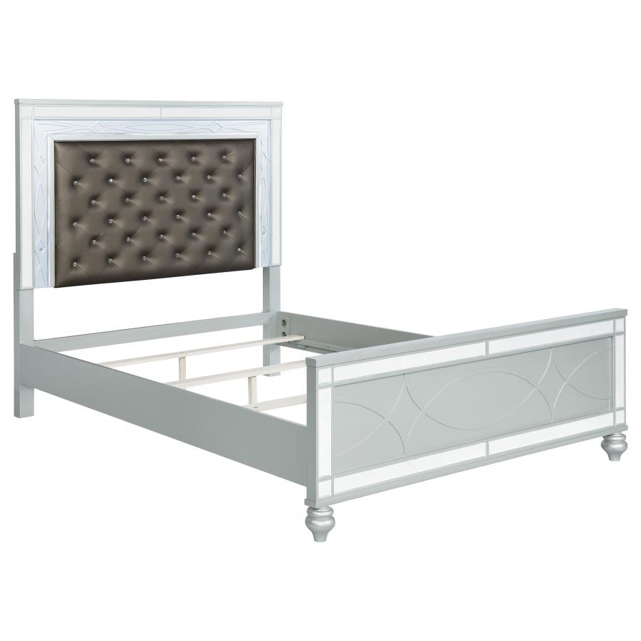 Gunnison Wood Queen LED Panel Bed Silver Metallic - 223211Q