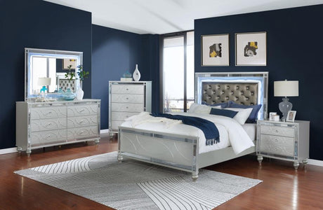Gunnison Wood Queen LED Panel Bed Silver Metallic - 223211Q