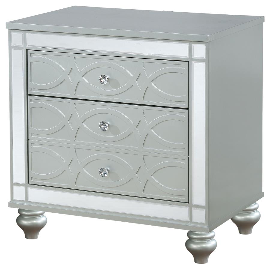 Gunnison 2-drawer Nightstand Silver Metallic - 223212