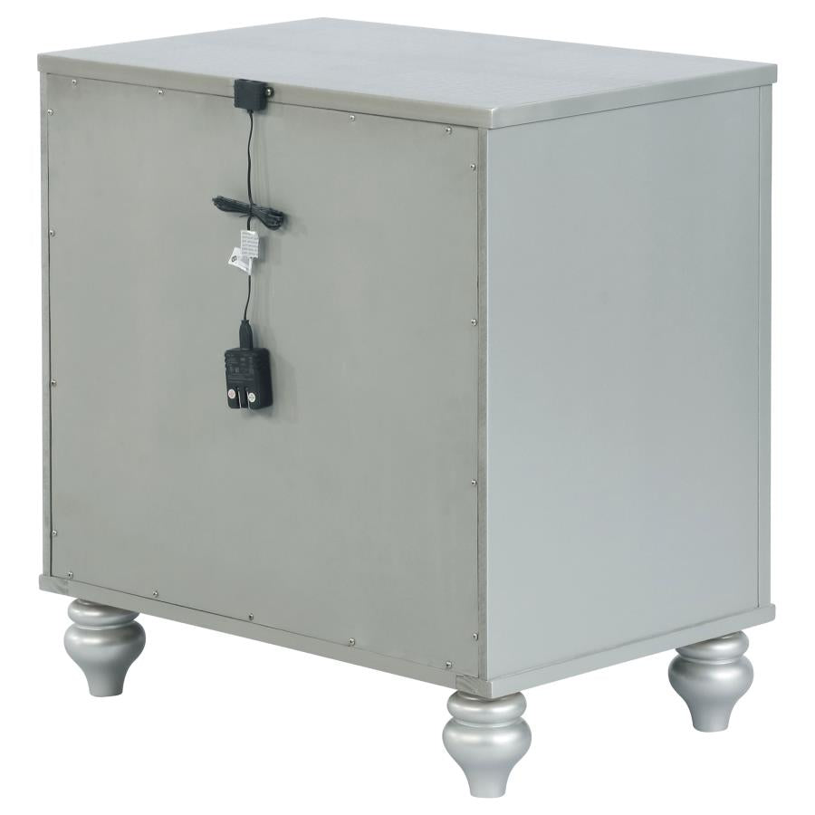 Gunnison 2-drawer Nightstand Silver Metallic - 223212