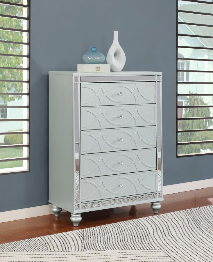 Gunnison 5-drawer Bedroom Chest Silver Metallic - 223215