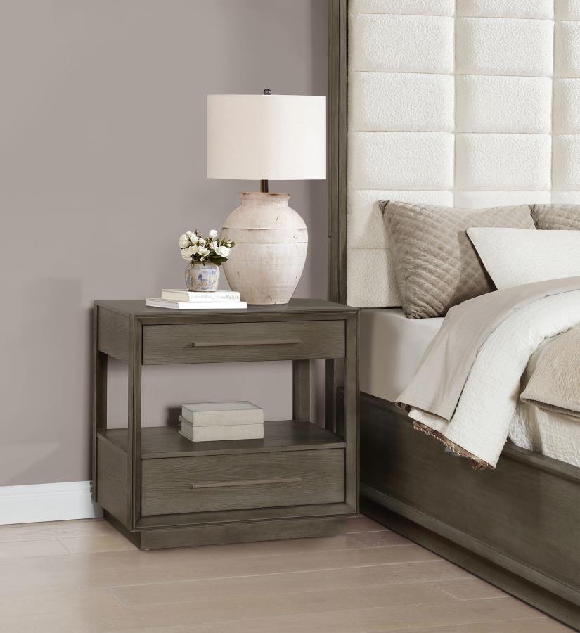 Durango 2-drawer Nightstand Bedside Table Taupe Oak - 223272