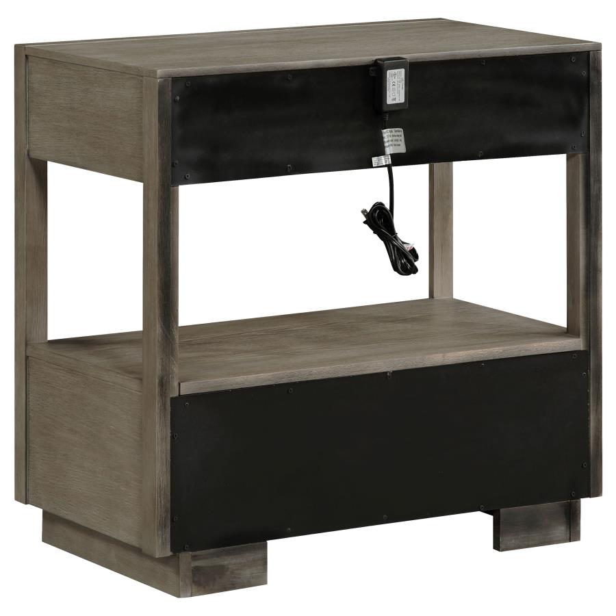 Durango 2-drawer Nightstand Bedside Table Taupe Oak - 223272